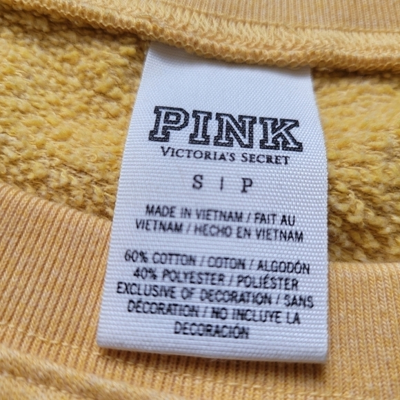 VS Pink Yellow/Maroon Varsity Letter Crew Neck Sweatshirt - Picture 4 of 4